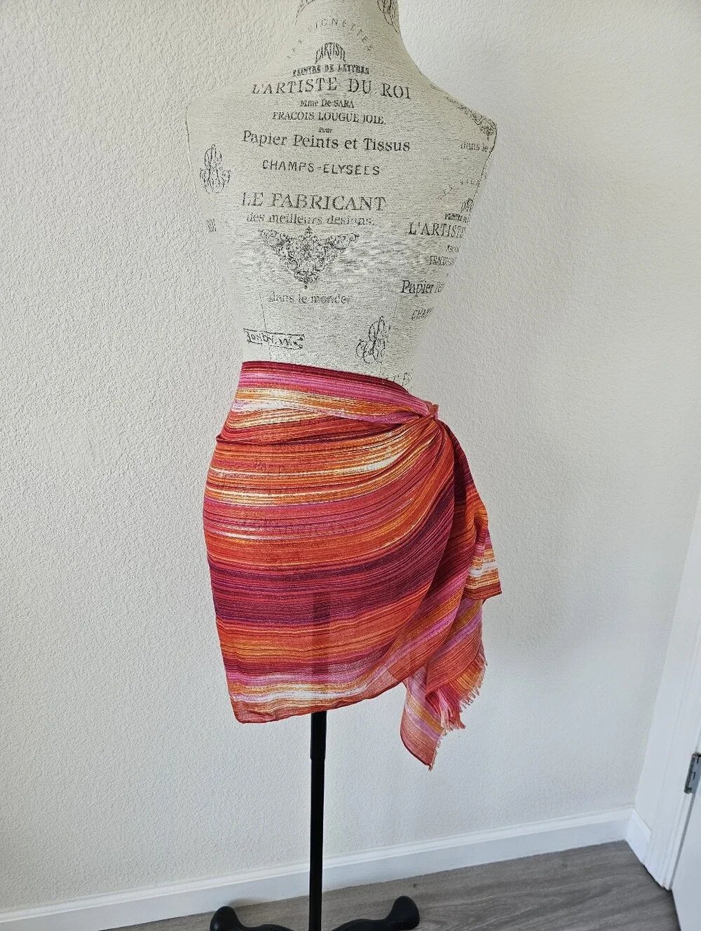 Vibrant Sunset Striped Lightweight Wrap Scarf & Beach Sarong (76